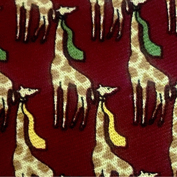 BROOKS BROTHERS all silk tie giraffes wearing ties print tie - very meta